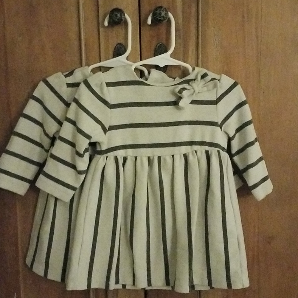 Grey stripped Gap Dresses for twin girls